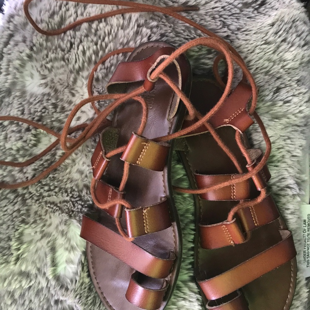 Brown criss cross sandals